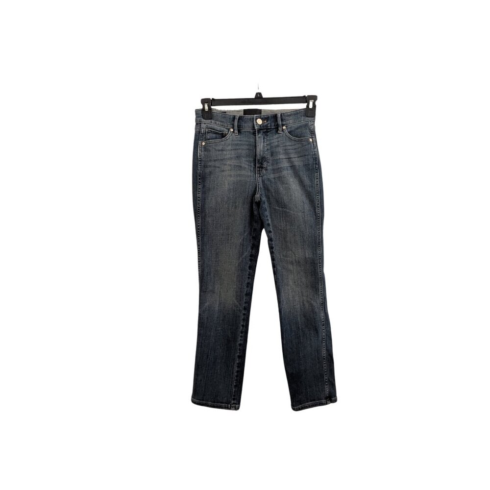 WHBM High Rise Straight Leg Jeans Medium Wash Size 4 Stretch Denim EUC - Picture 2 of 8